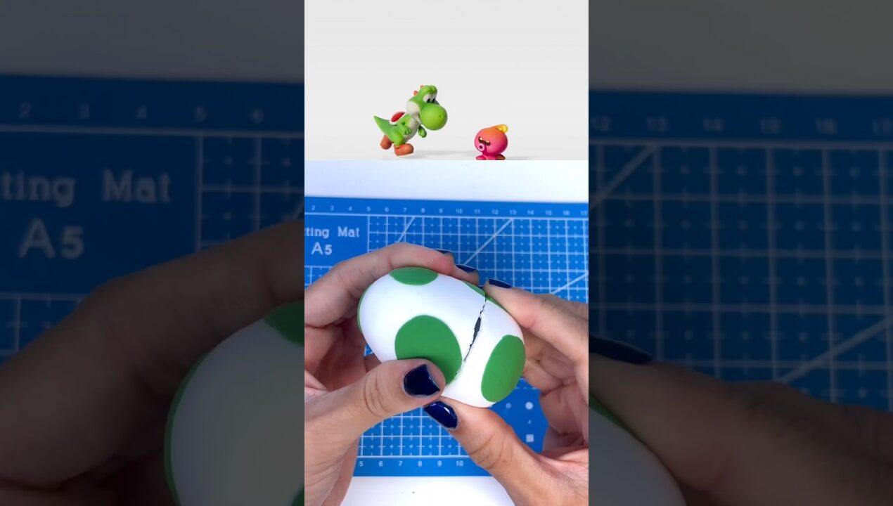 The Cutest Yoshi DIY You’ll See Today 🦖✨ #diy #claycrafts #supermario #mariogalaxy #clay