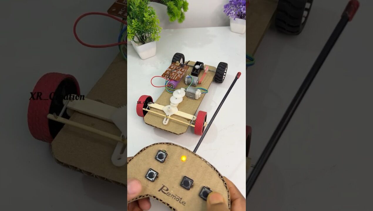 Simple Cardboard RC Car with Steering mechanism #schoolproject #diy #youtube #rccar #car #automobile