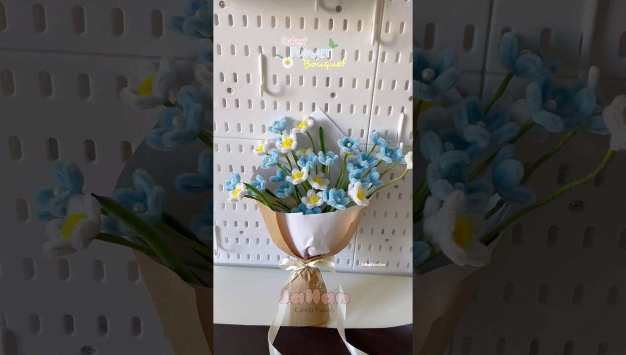 Cutest flower bouquet 💐 #diy #craft #pipecleanercrafts #shortvideo