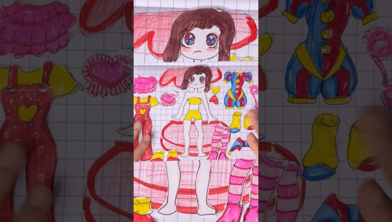 Pomni paper doll diy #papercraft #digitalcircus #pomni #handmade #diy #shorts #short #viralshorts