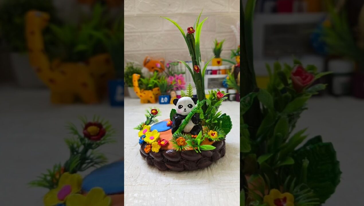 Diy cute panda craft #craft #art #handmade #clay #diy #decor #shorts