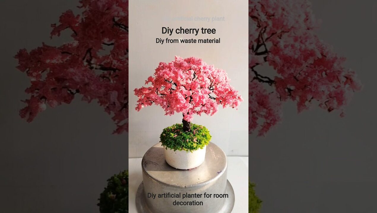 diy artificial cherry plant for decoration #diy #shorts diy realistic mini tree