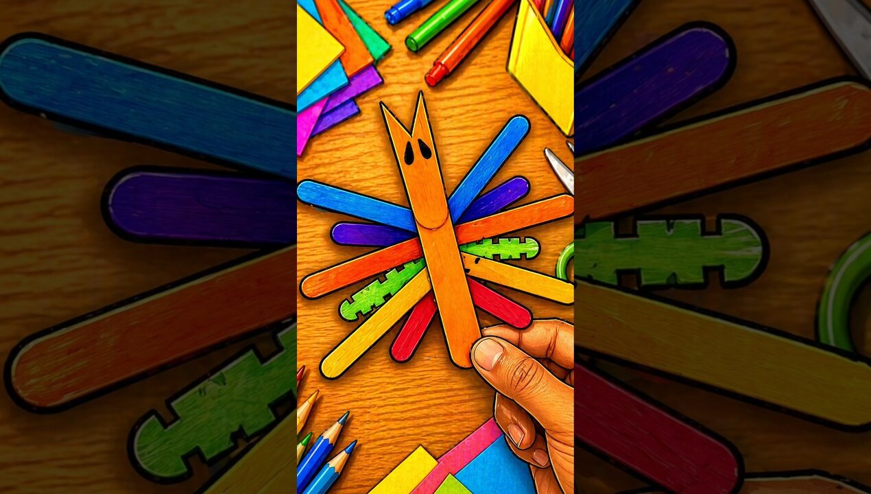 Icecream stick easy craft ideas for kids #shorts #cartoon #viral #kids #diy #art #ytshorts #craft