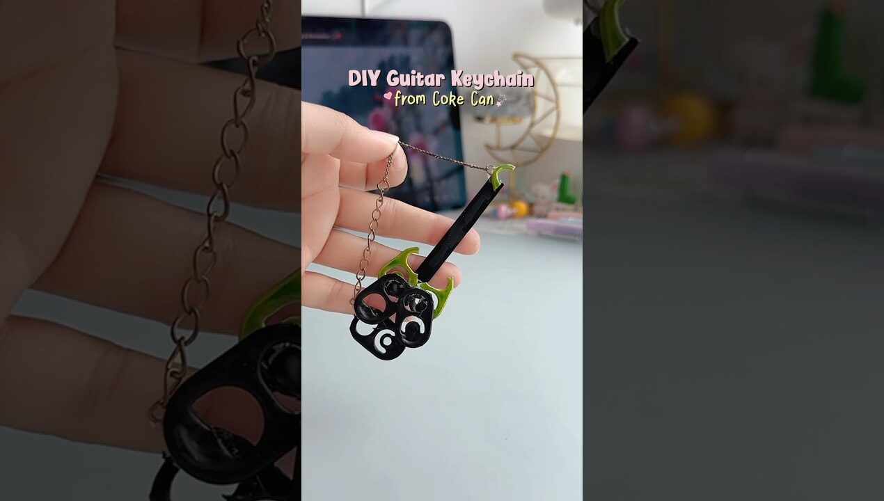 DIY Guitar Keychain from Coke Can🥫✨#shorts #art #diy #craft #youtubeshorts