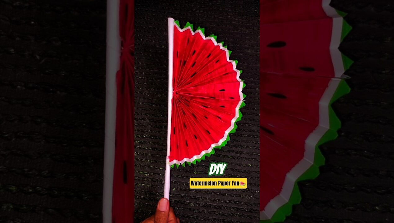Easy Watermelon Paper Fan/Paper Craft🍉#papercraft #watermelon #fan #diy #easy #craft #paper