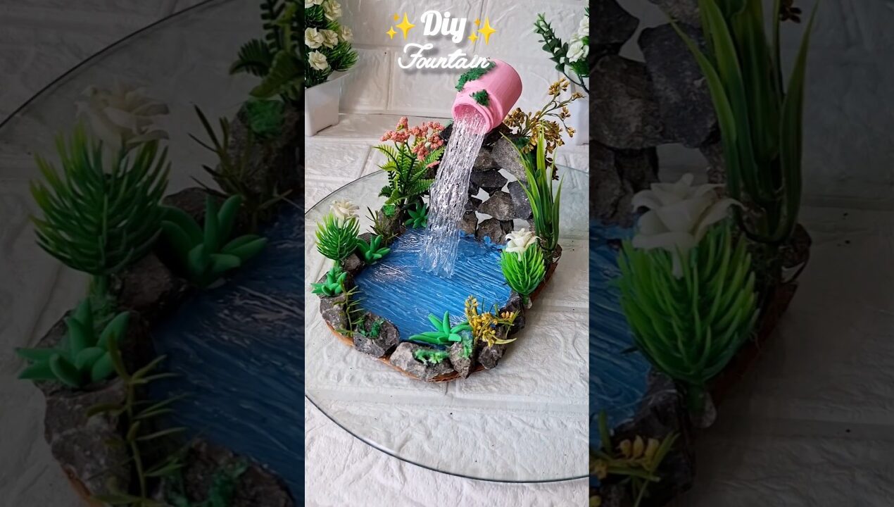 Diy mini fountain ⛲️ 💙💚|| #shorts #viral #youtubeshorts #craftideas #fountain #handmade