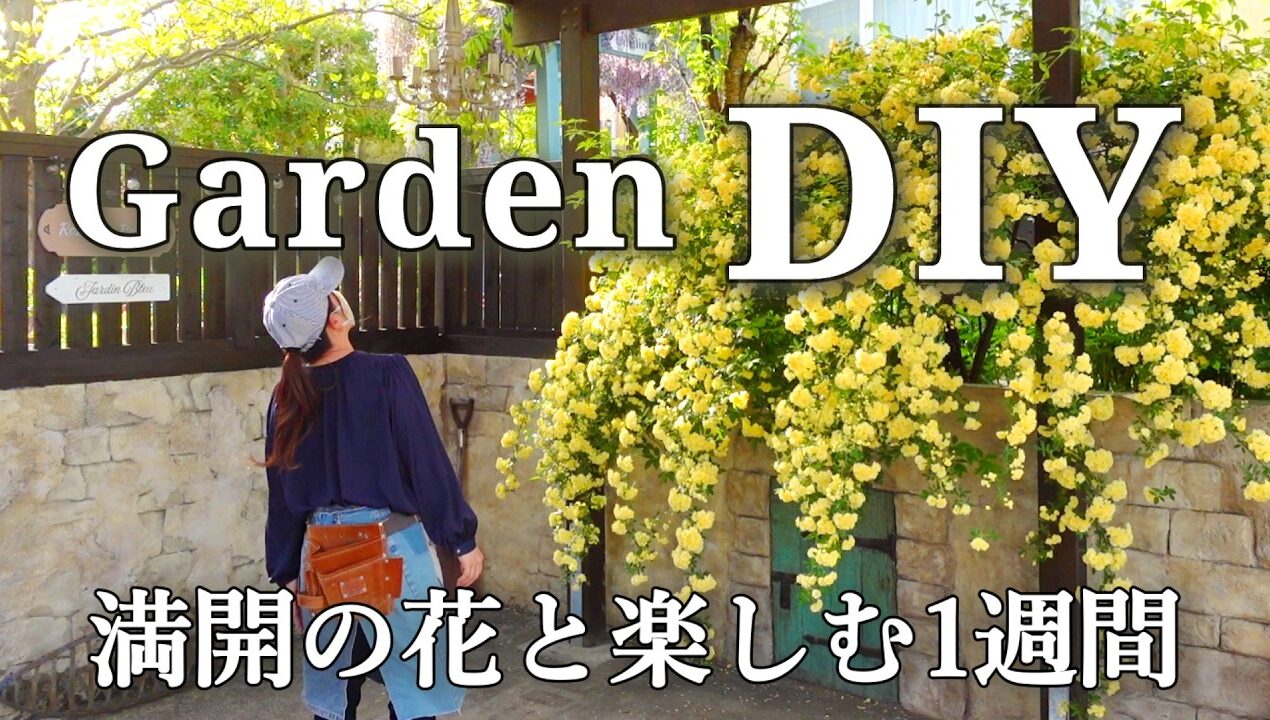 【庭DIY】モッコウバラが咲く庭で｜看板・装飾・ガーデンゲート