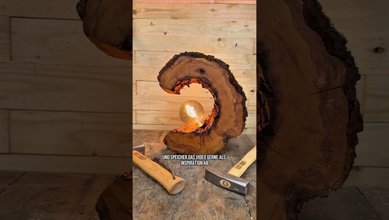 Werbung/ Baumscheiben-Lampe 💡 #lampe #handmade #diy #handcraft #wood #woodworking #interior #deko