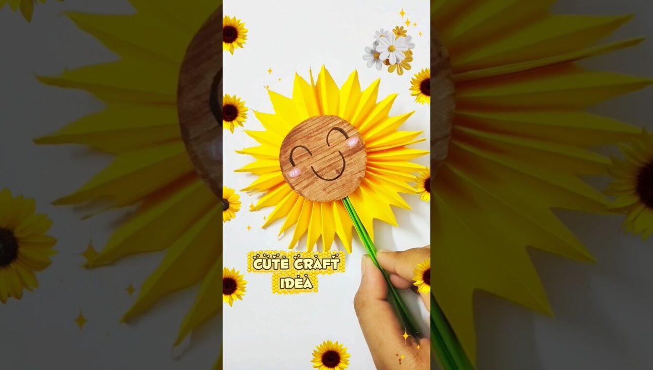 Cute Paper Craft 💫💕🌻#shorts #craft #sunflower #papercrafts #diy #diycrafts #art #cutecraft #crafts