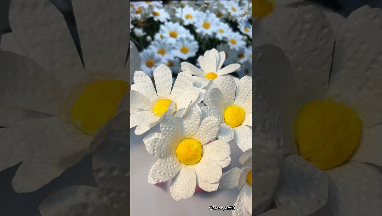 DIY Daisy flower 🌼✨| Easy napkin flower diy #daisy #viraldiy #flowercraft