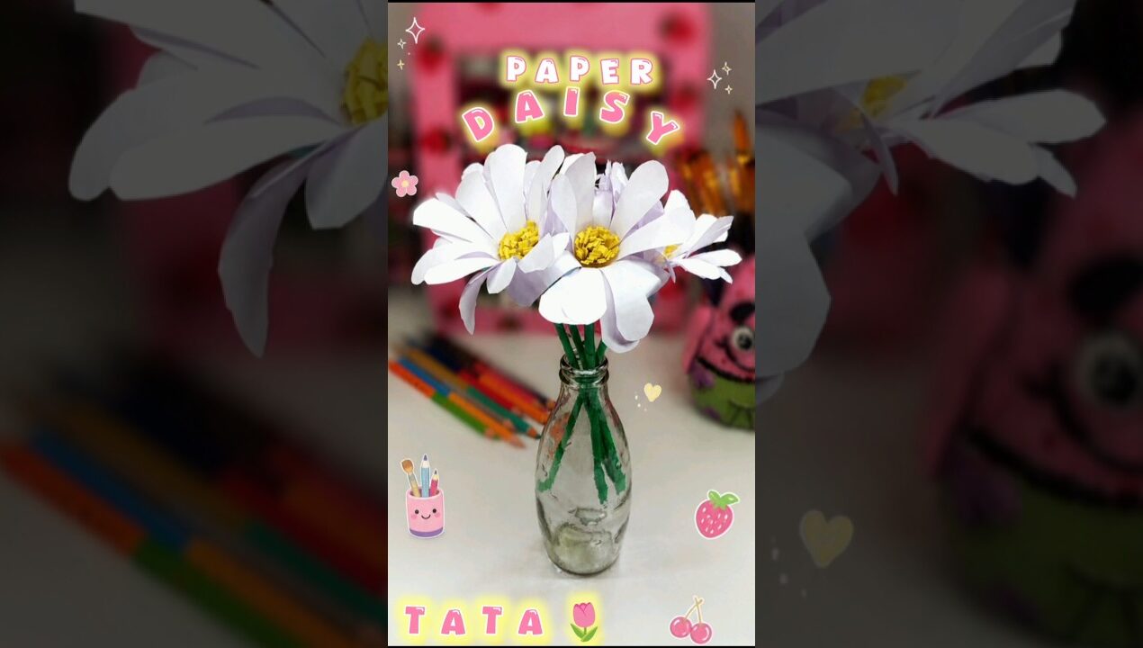Diy Paper Daisy Flowers Craft Ideas🌼🏺💗✨ #diy #diyideas #diydaisyflowers #papercraft #viral #tumpa