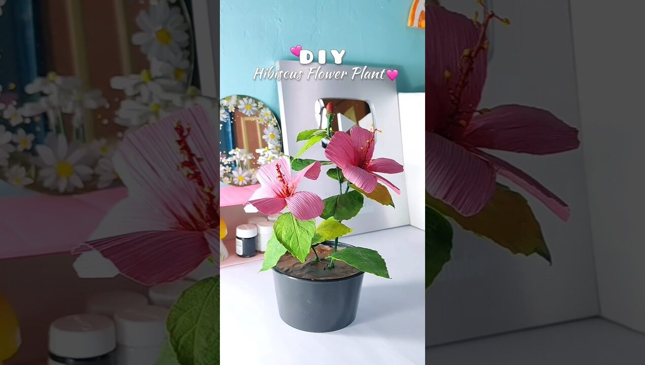 Diy hibiscus flower plant #diy #youtubeshorts #craft