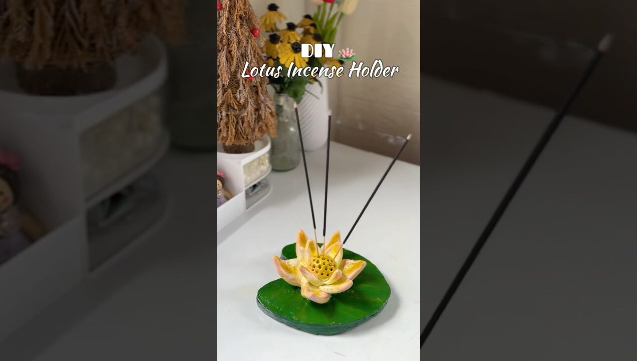 Handmade Lotus Incense Holder🪷 #diy #creativeclayideas #viralvideo #shorts#handmade #clayart