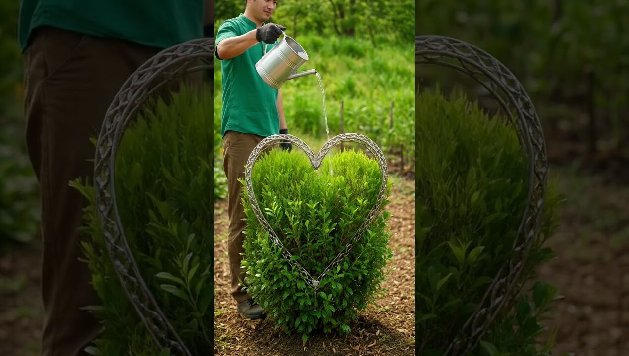 Magical Transformation: How to Make a Living Heart Out of an Ordinary Bush! 💚 #garden #gardening