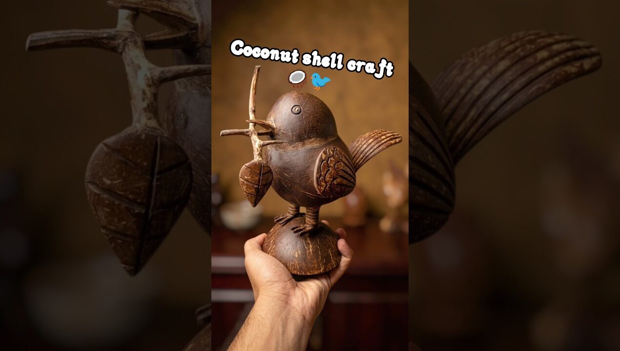 Turn Coconut Shell Into a Beautiful Bird 🐦🌴 | coconut shell craft | #shorts #diy #shortsfeed #craft