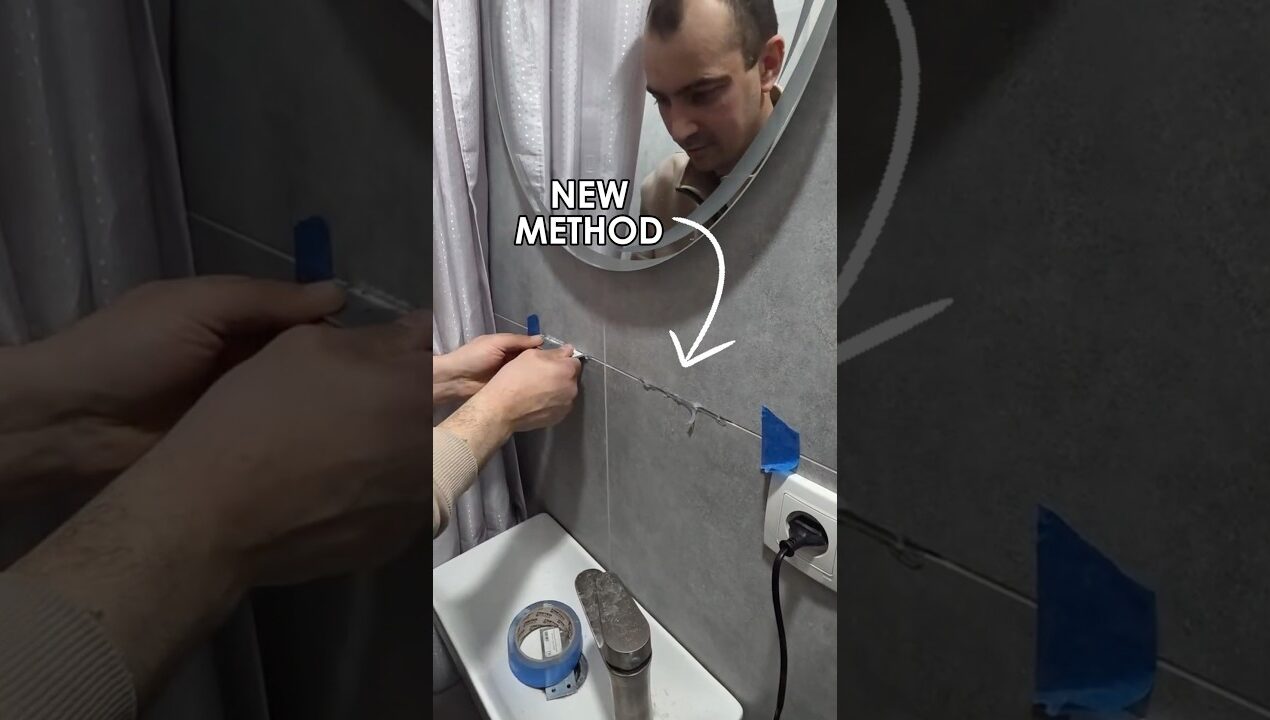 NEW bathroom shelf method #handyman #diy #construction #shorts