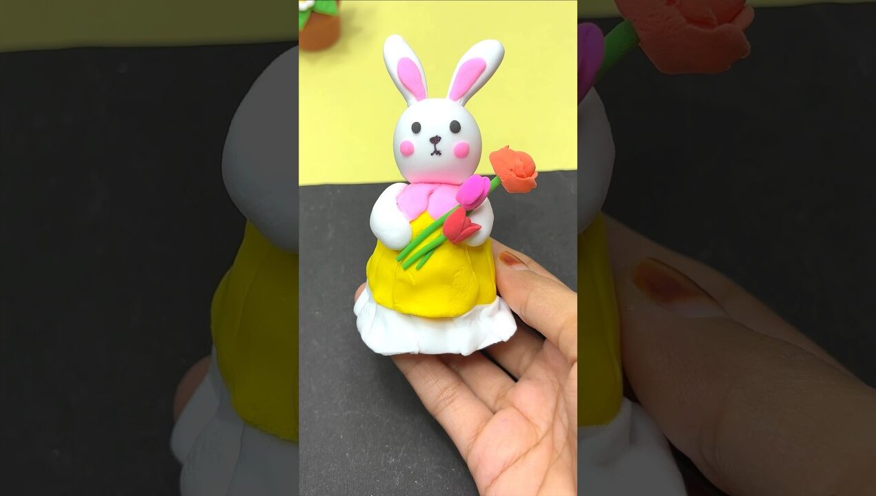 Diy cute bunny toy with clay for kids/#shorts #cartoon #shortfeed #diy #cartoon #kidsvideo