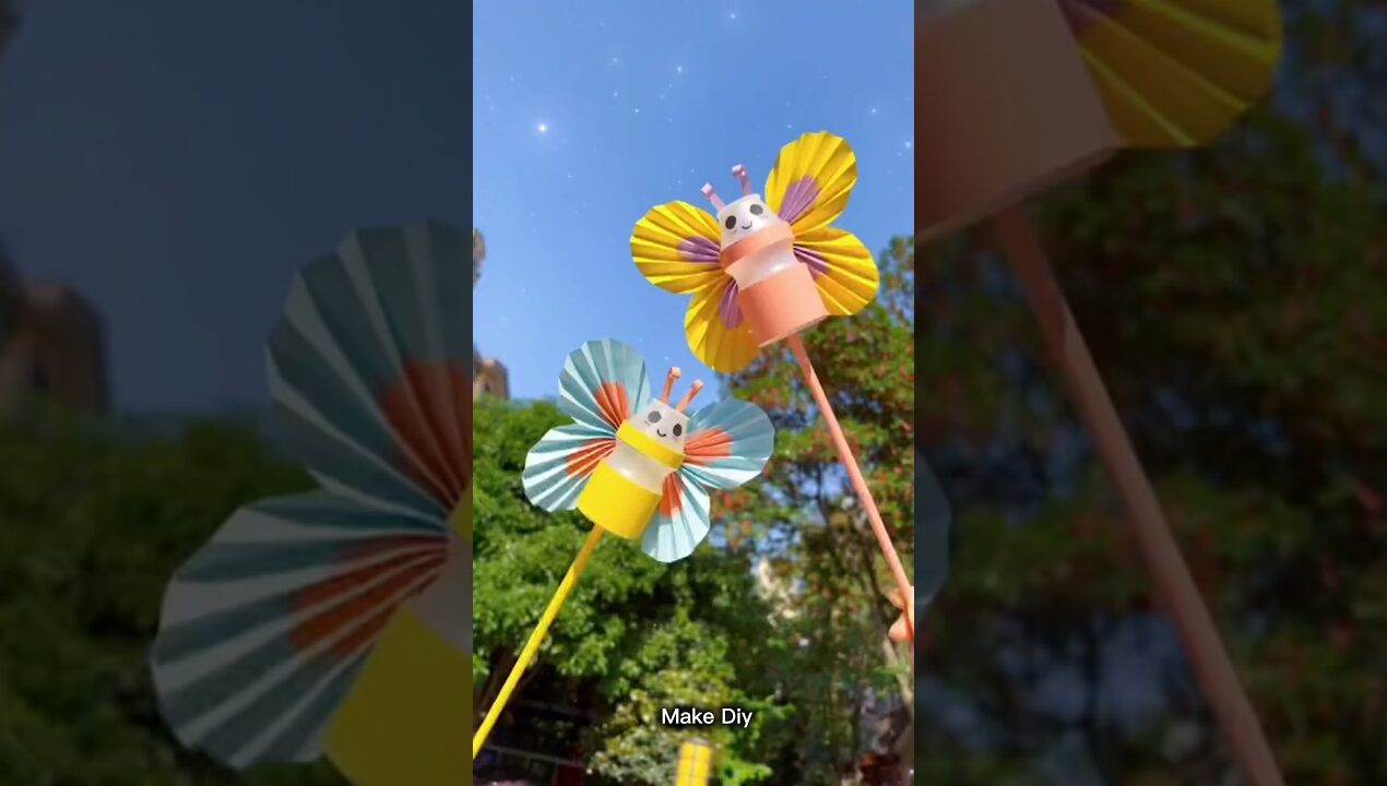 DIY Spinning Butterfly Craft 🦋 | Best Out of Waste Bottle Craft Idea | Easy Paper Butterfly for Kids