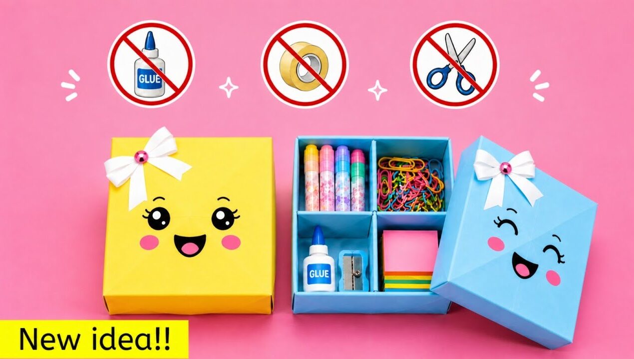 DIY paper box|How to make paper box at home|Origami paper box|Paper organizer