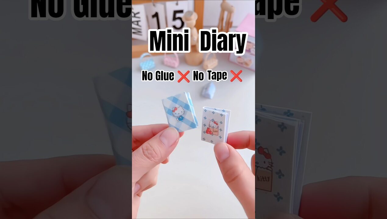 No Glue ❌ No Tape ❌ Mini Hello kitty diary #stationery #diy #craft #papercraft #viral #trending