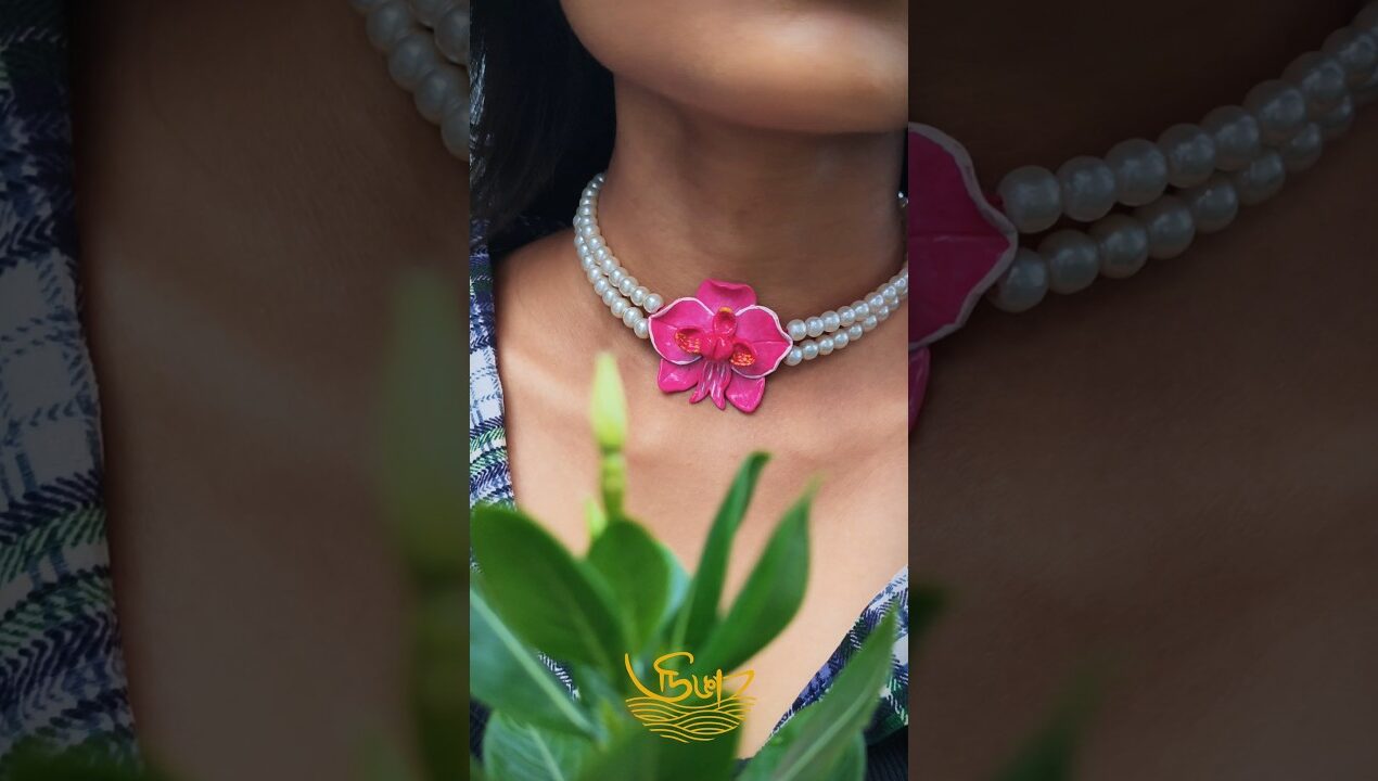 Orchid choker making 🌸 #art #diy #artwork #craft #handmade #handmadejewellery #clayjewelrymaking