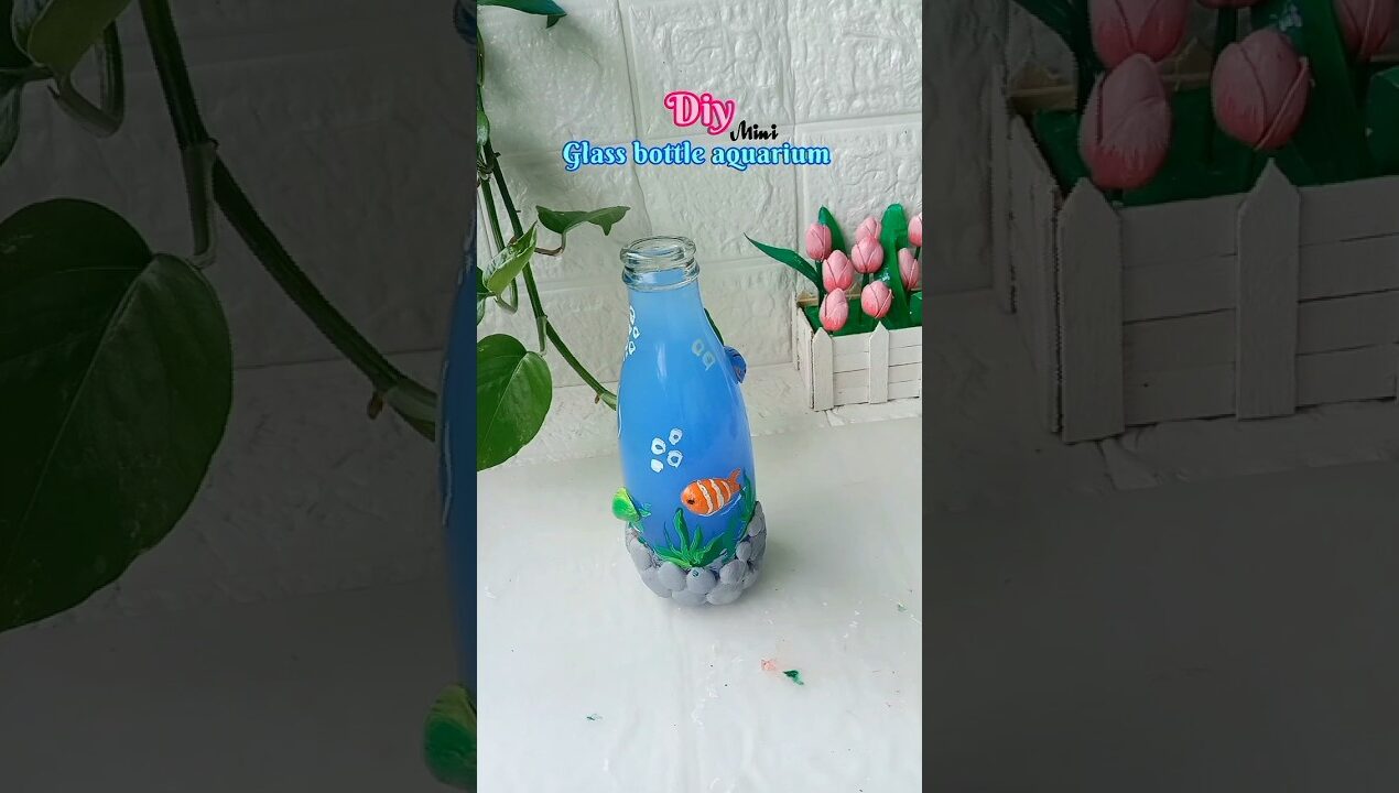 DIY mini glass bottle aquarium 🐟 #shorts #viralvideo #shortsfeed #youtubeshorts #diy #aquarium #fish