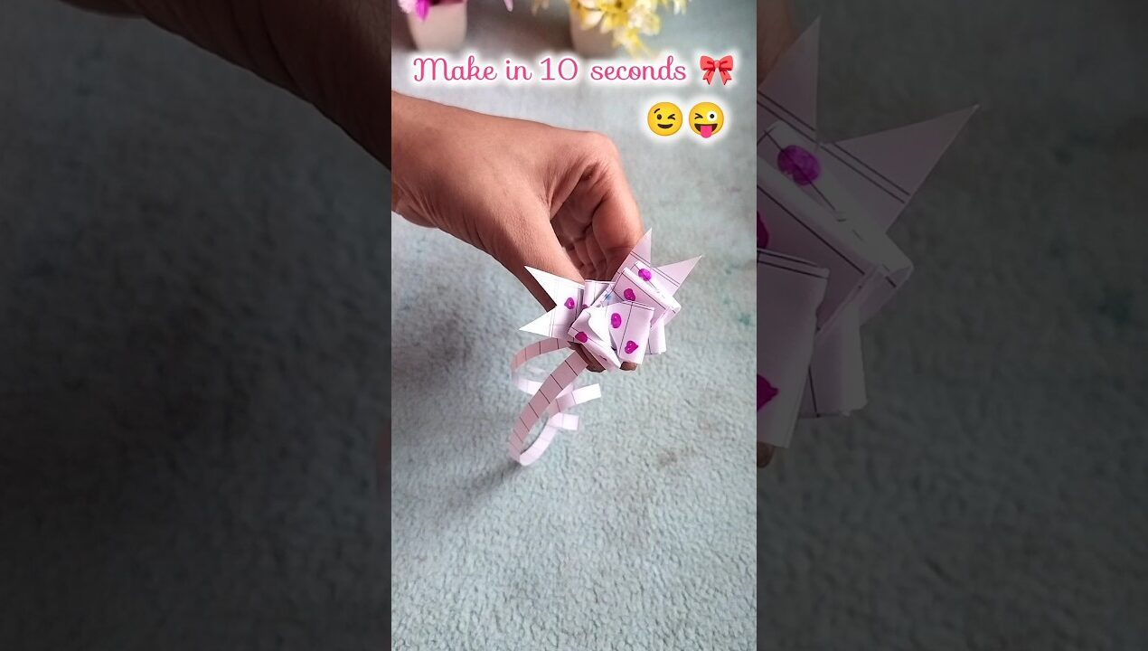 Beautiful Paper Gift Bow DIY in 10 Sec!🎀#diy #craft #trending #viral #shorts #short #subscribe #cute