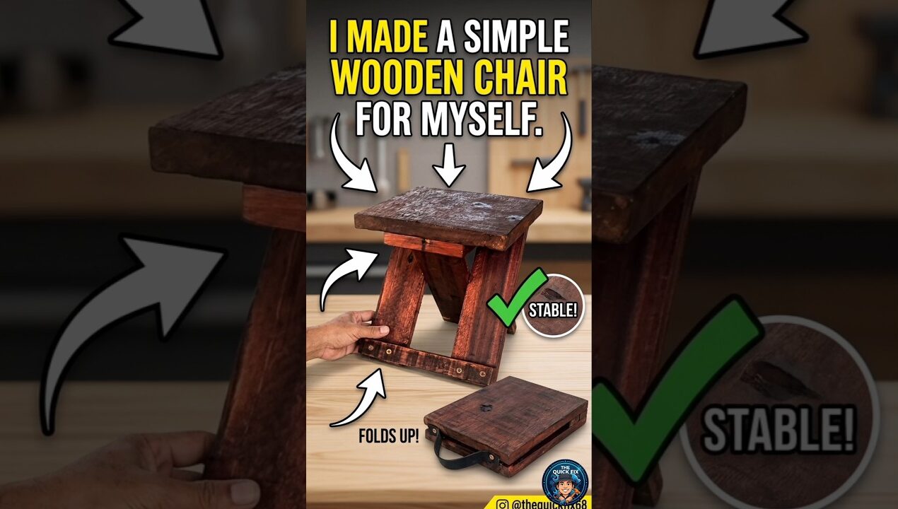 Genius DIY Folding Wooden Chair! (Super Compact) ✅ #shorts #diy #ideas #tips