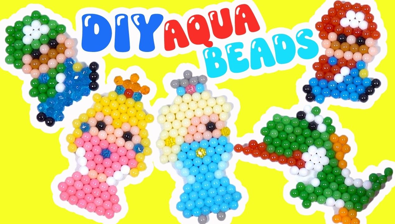 The Super Mario Galaxy Movie DIY Aquabeads Craft Activity kit! Rosalina, Yoshi, Luigi, Peach Dolls