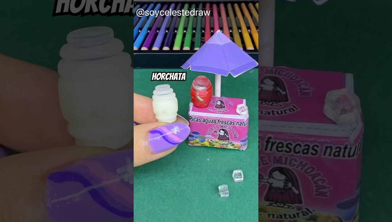 Hice agua de horchata 🧊MINIATURA #drawing #art #diy #manualidades