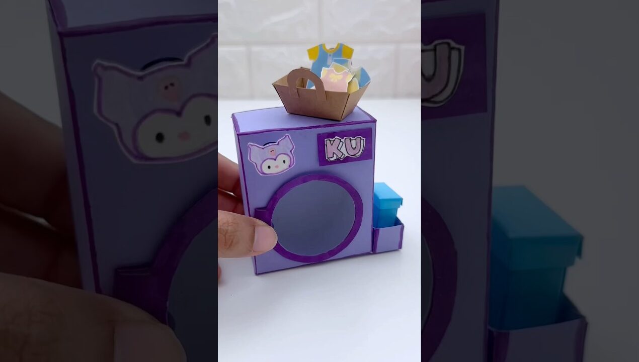 Try it ! (mini washing machine) DIY Paper Craft #shorts #art #craft #miniature #youtubeshorts