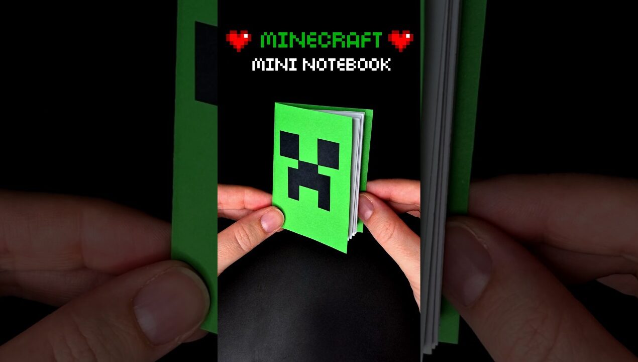 DIY Minecraft Creeper Mini Notebook 💚 Miniature Diary 😱📒 Easy Paper Craft  #diy #papercraft