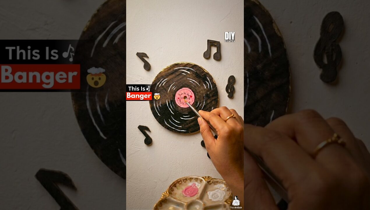 DIY Aesthetic Room Decor 🎵 | Mini Vinyl Record 😍 #diy #craft #handmade #roomdecor
