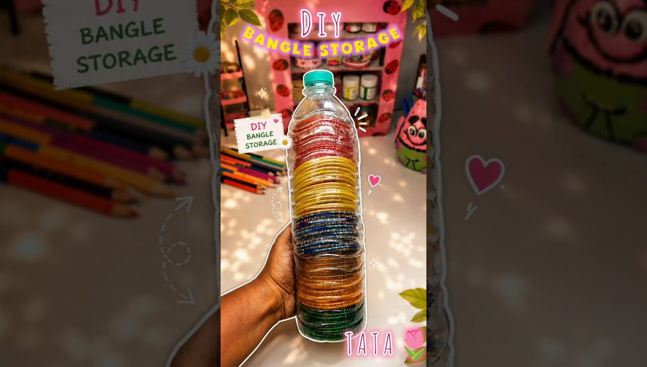 Diy Bangle Storage From Waste Bottle😱✨️💗#diy #diyideas #diybanglestorage #bestoutofwaste #viral #how
