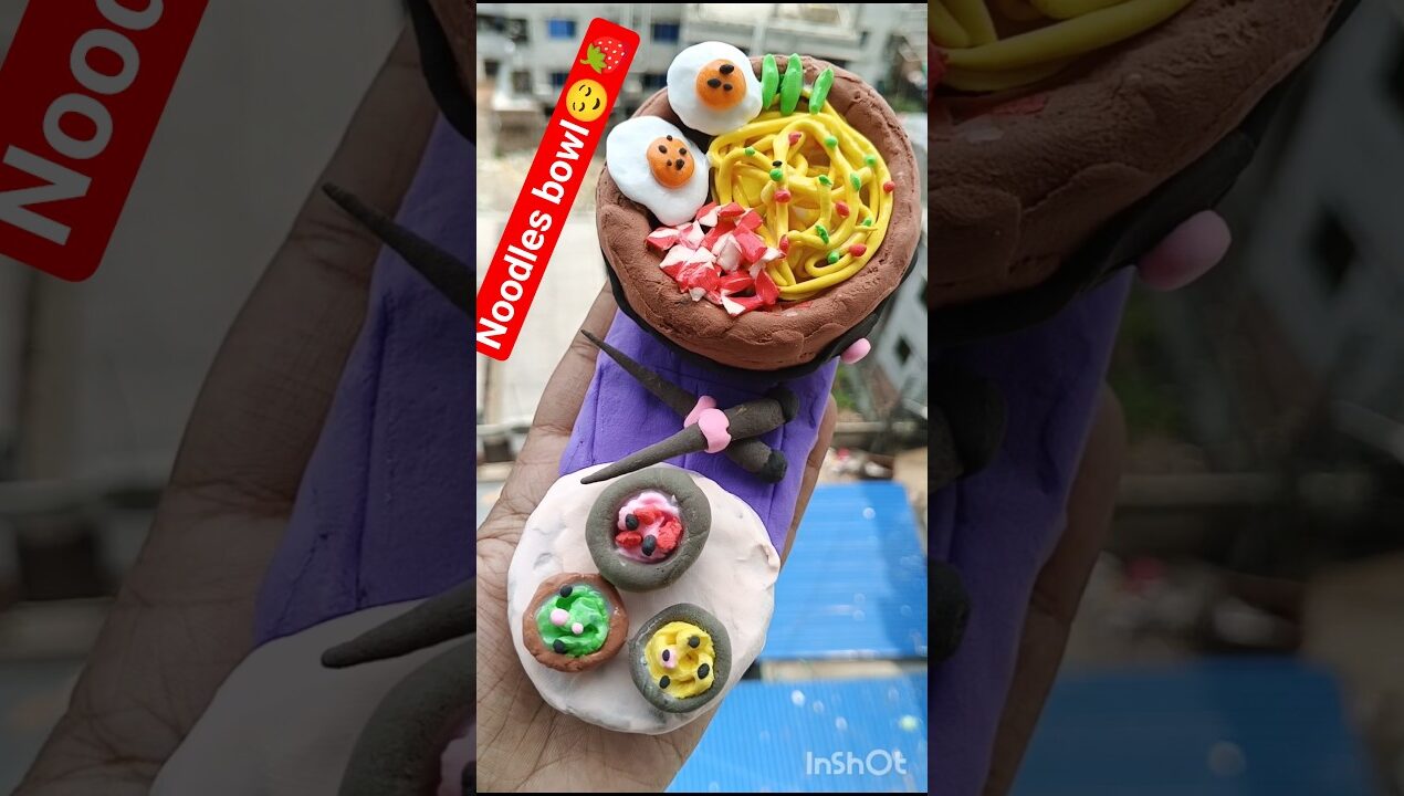 Diy idea🍒💕Super clay diye💸Noodles Bowls#diy #clay #clayart #claycraft #clayvideos #trending #shorts