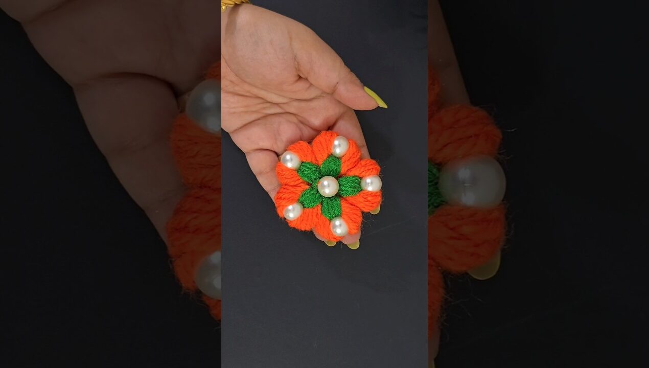 Wool to Flower – Creativity at its peak #diy #craft #embroidery #art #ytshorts #viral