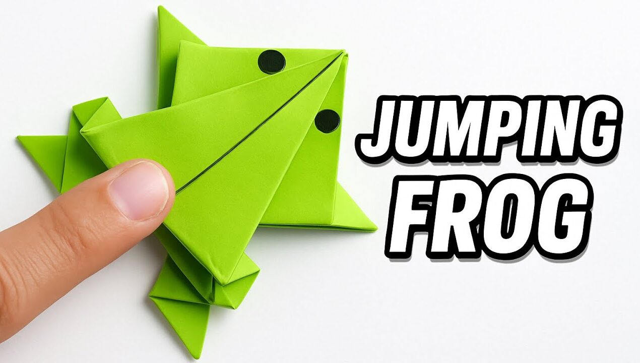 DIY – Jumping Frog Origami | Paper Jumping Frog | Paper Frog Making | PAPER FROG THAT JUMPS 🐸✨