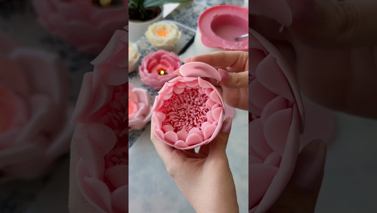 Make a peony candle with me 🌸#candlecraft #diy #candlemaking