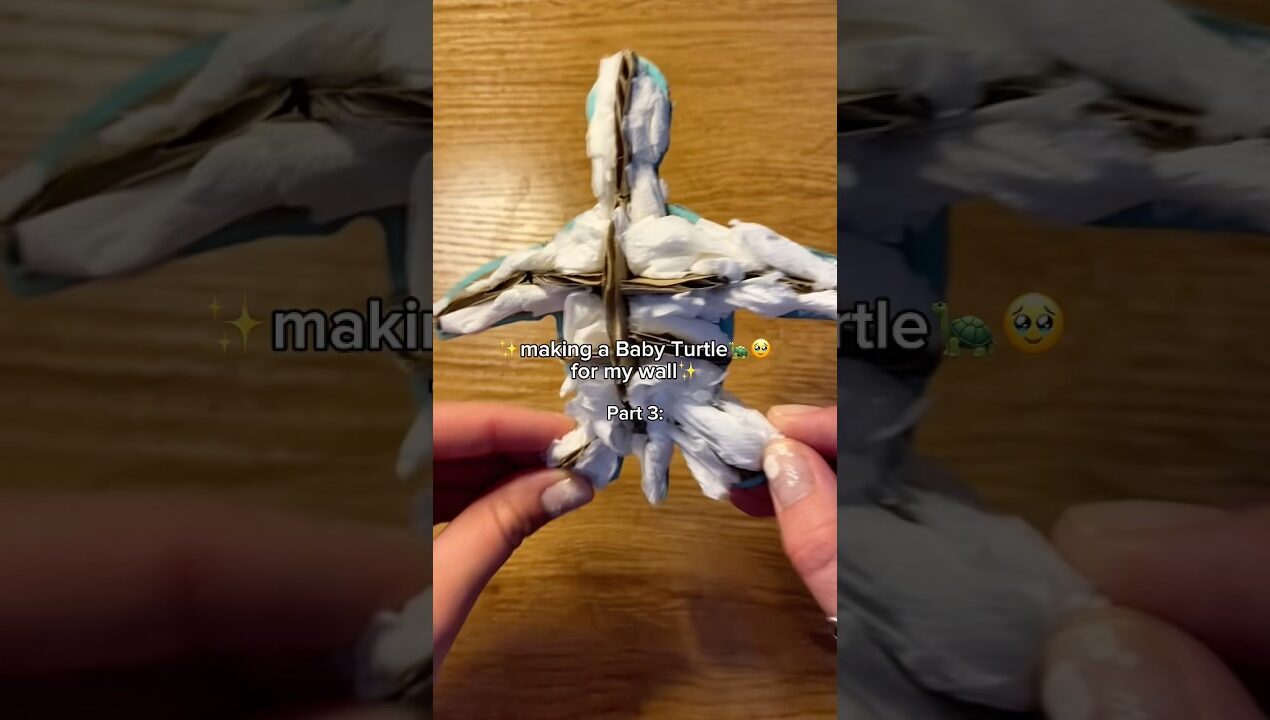 🐢🥹 Making a BABY TURTLE for my wall ✨ DIY Cardboard Craft Tutorial #diy #cardboard #turtle