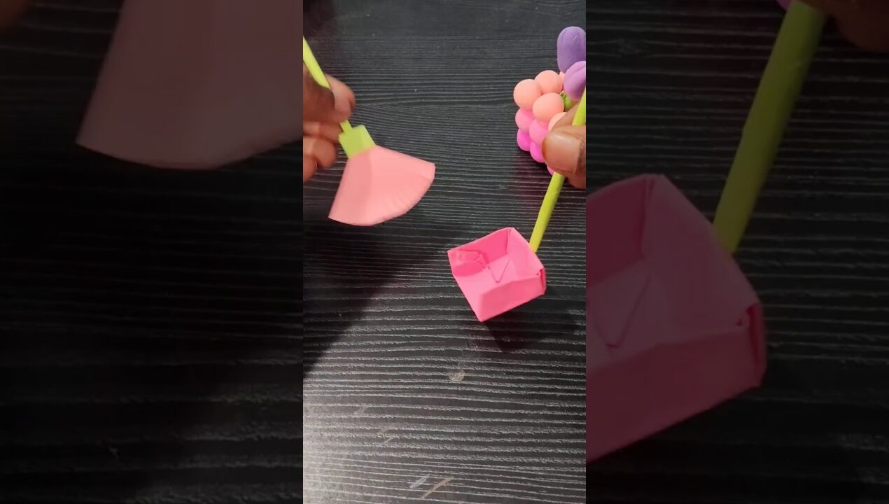 Very Easy Mini Paper Craft 🧹✨#shorts #diy #craft #easy