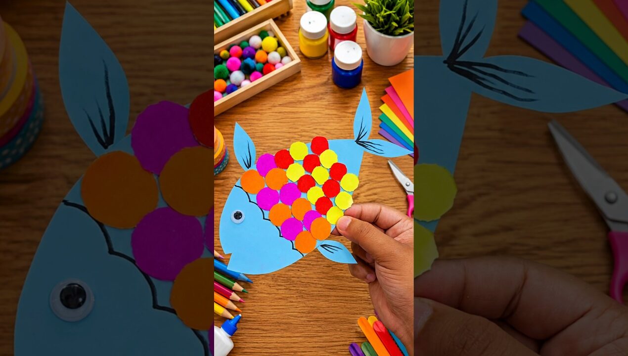 Paper sheet fish easy craft ideas for kids #shorts #ytshorts #viralshort #kids #diy #art #fish #diy