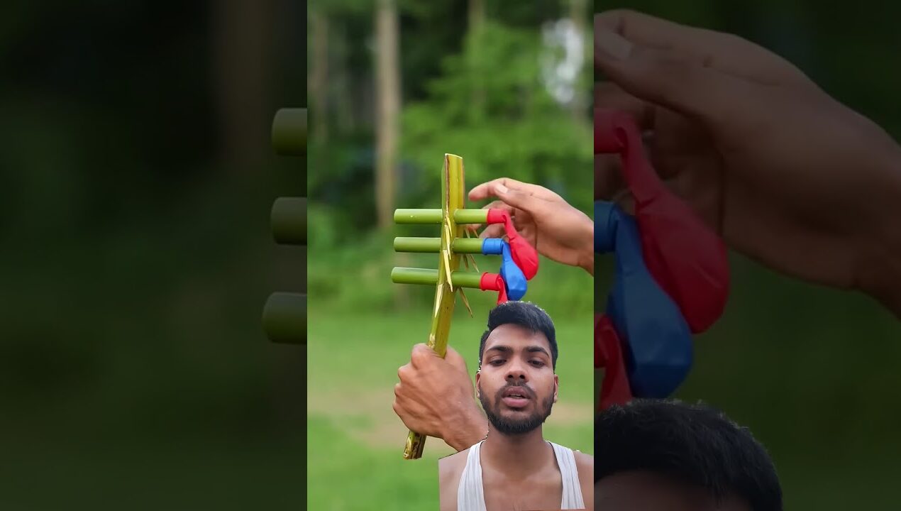 toxic bamboo creation with colorful balloons #diy #bamboo #toys #gadgets #appliances #ideas