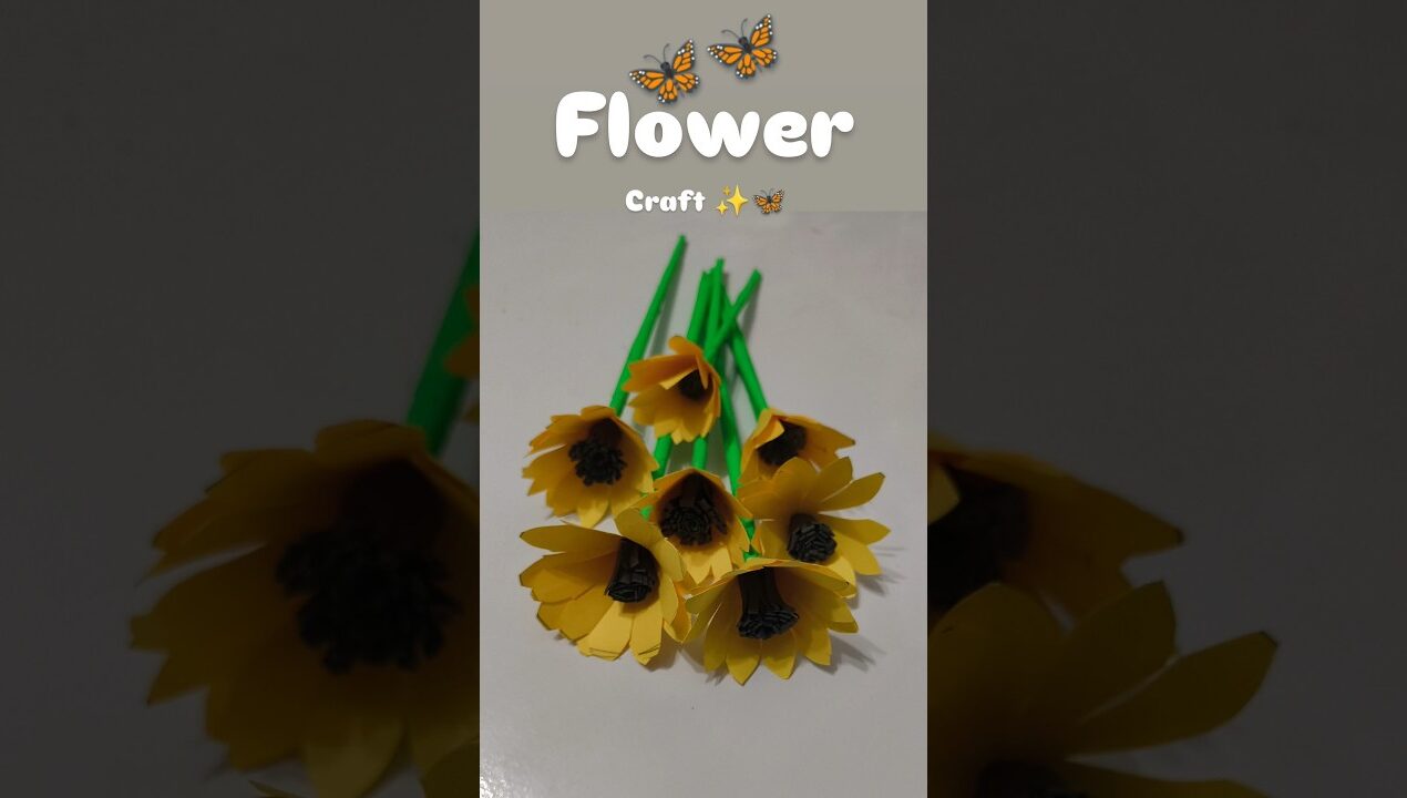sunflower craft ideas with paper #viralshort #diy #homedecor #sunflower #craft #viralvideo #ytshorts