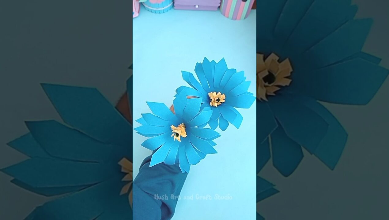 DIY Blue Paper Flowers 💙 | Easy Aesthetic Craft #shorts #diy #trending #diyflower