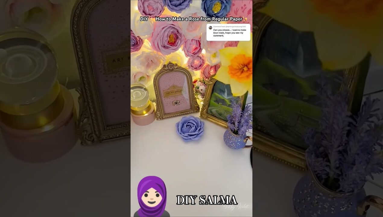 How to make a beautiful regular blue rose white paper at home #diy #craft #homemade #art #idea