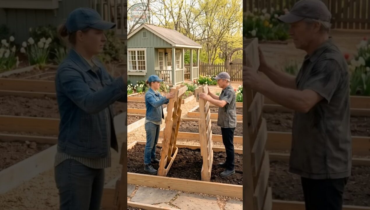 DIY Pallet Trellis: Ultimate Vertical Garden Hack! 🍅🌱 #garden