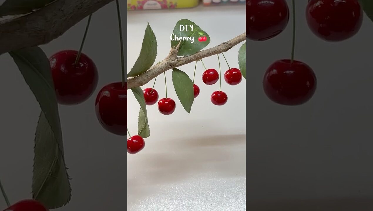 DIY Cherry 🍒 #shorts #viralvideo #viralshorts #diy #craft #handmade #clayart #cherry #cherrytree
