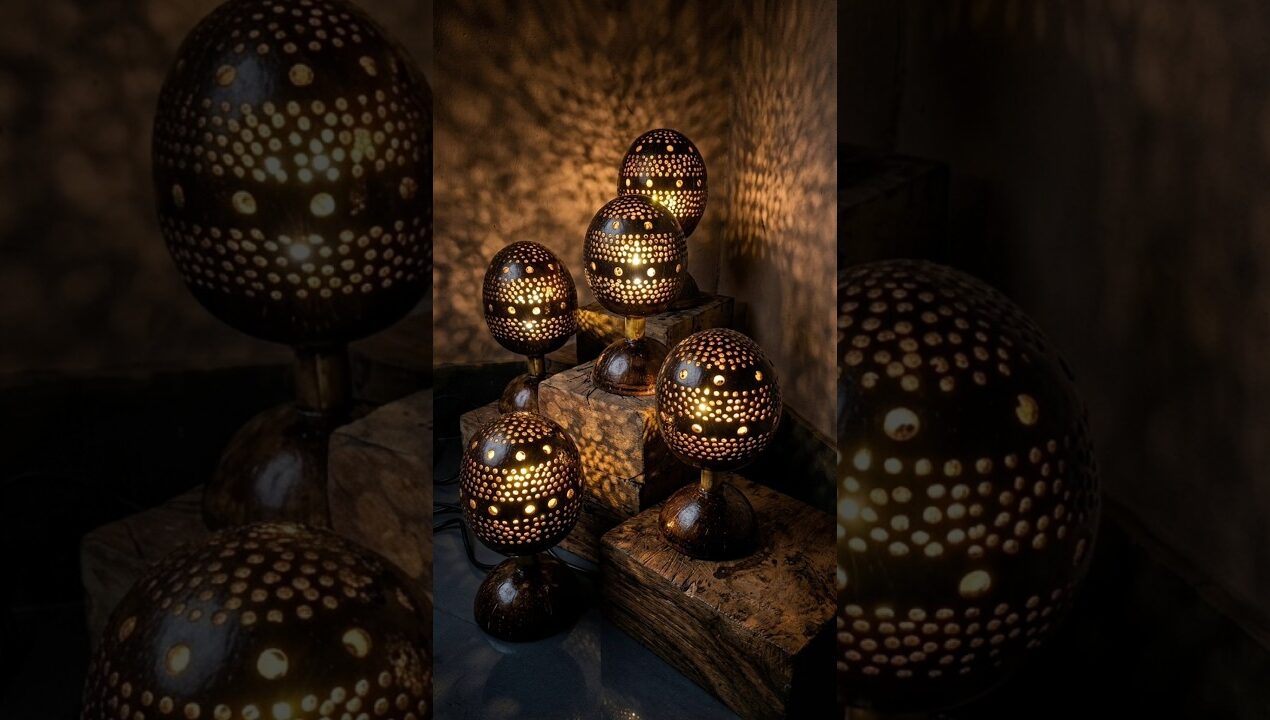 🔥 Turn Coconut Shell into a Beautiful Night Lamp ✨ | coconut shell craft ideas | #shorts #lightbulb