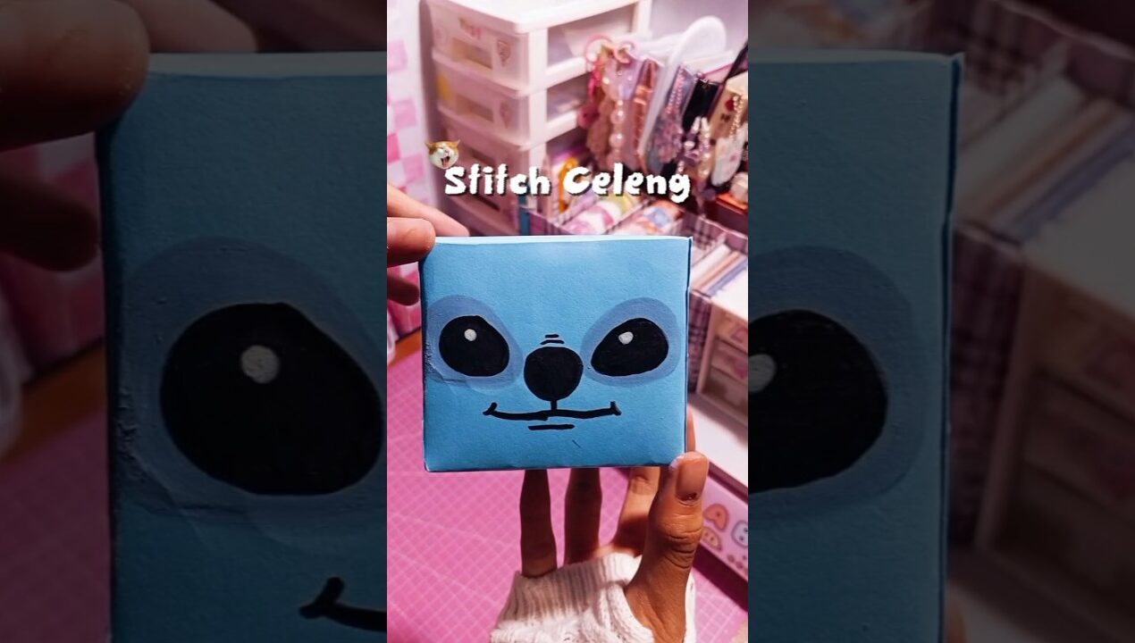 DIY Celengan STITCH 🙄👊🏻 #shorts #stitch #random #diy #papercraft #simple #viral