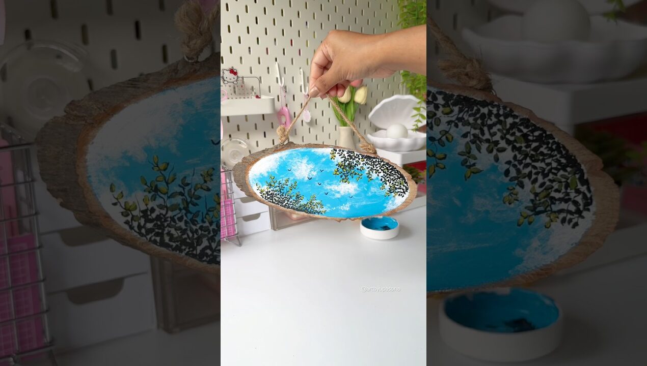 Painting on wood #artshorts #diy #acrylicpainting #painting #shortviral #craft